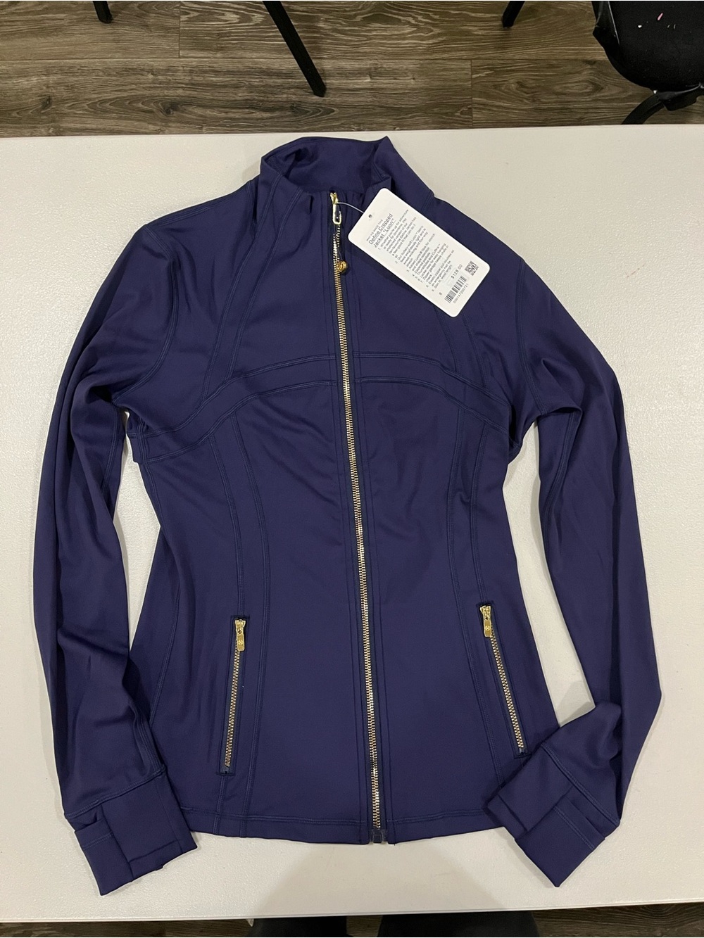 Lululemon Midnight Blue Gold Zip Matching Set Leggings And Define Jacket Size 8 - Picture 2 of 8